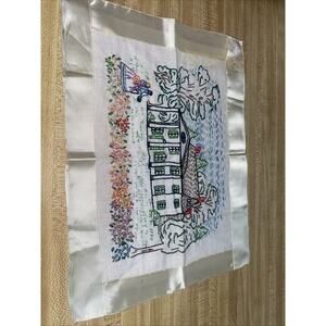 Vintage Handmade Needle Point Deep South Plantation Scene 11” X 8”